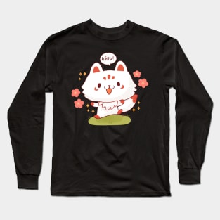 Hello Cute Kitsune Long Sleeve T-Shirt